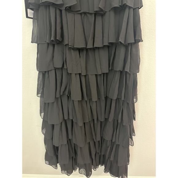 NWT Mac Duggal Black Sleeveless V-Neck Ruffle Tiered Dress 55416 Size 14 - Picture 9 of 10